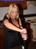 Tipsy ma with big ass and tits gets blindfolded and fucked by two guys in a row