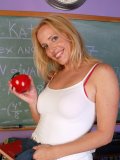 Mature teacher strips in classroom and measures her boobs! Want to know her size?