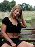Slutty blonde housewife can't keep her panties on while she's walking in the field