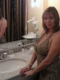 Naughty brunette housewife gets on all fours to show off her delicious ass