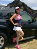 Sporty brunette milf bends over outdoors to flaunt her incredible ass in hot stockings